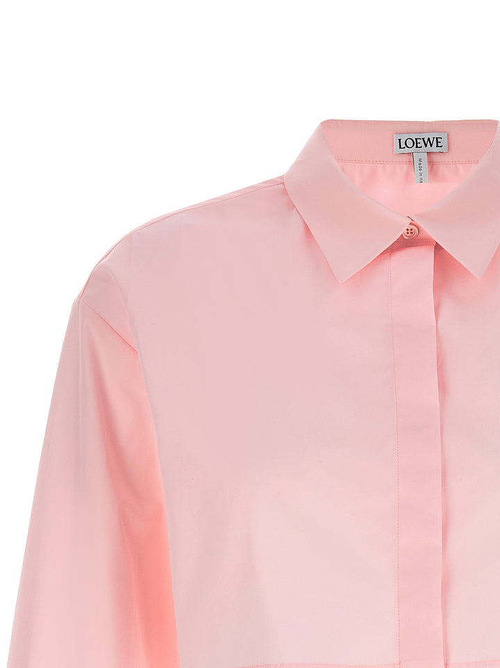 Cropped Cotton Shirt Shirt, Blouse Pink