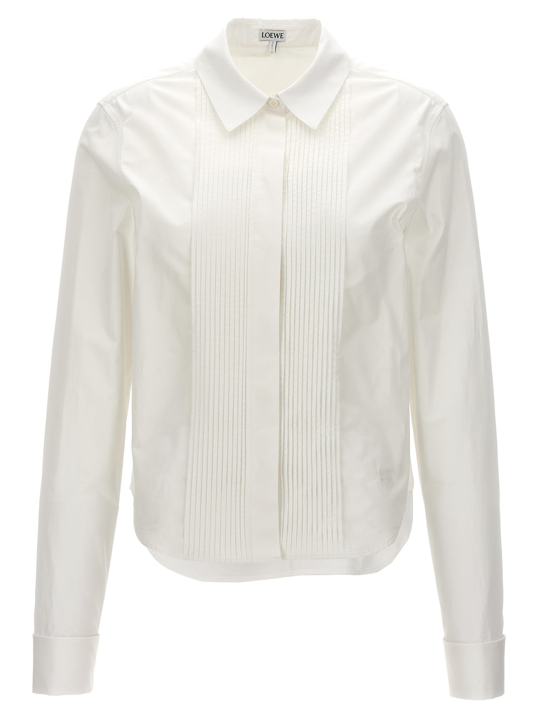 Pleated Plastron Shirt Shirt, Blouse White