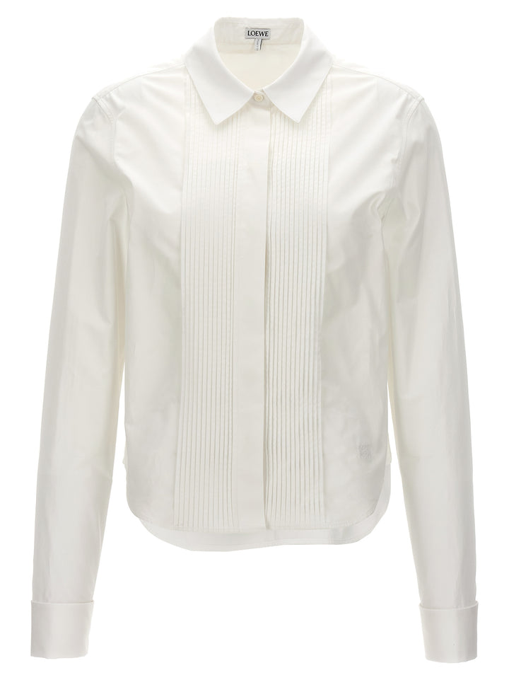 Pleated Plastron Shirt Shirt, Blouse White