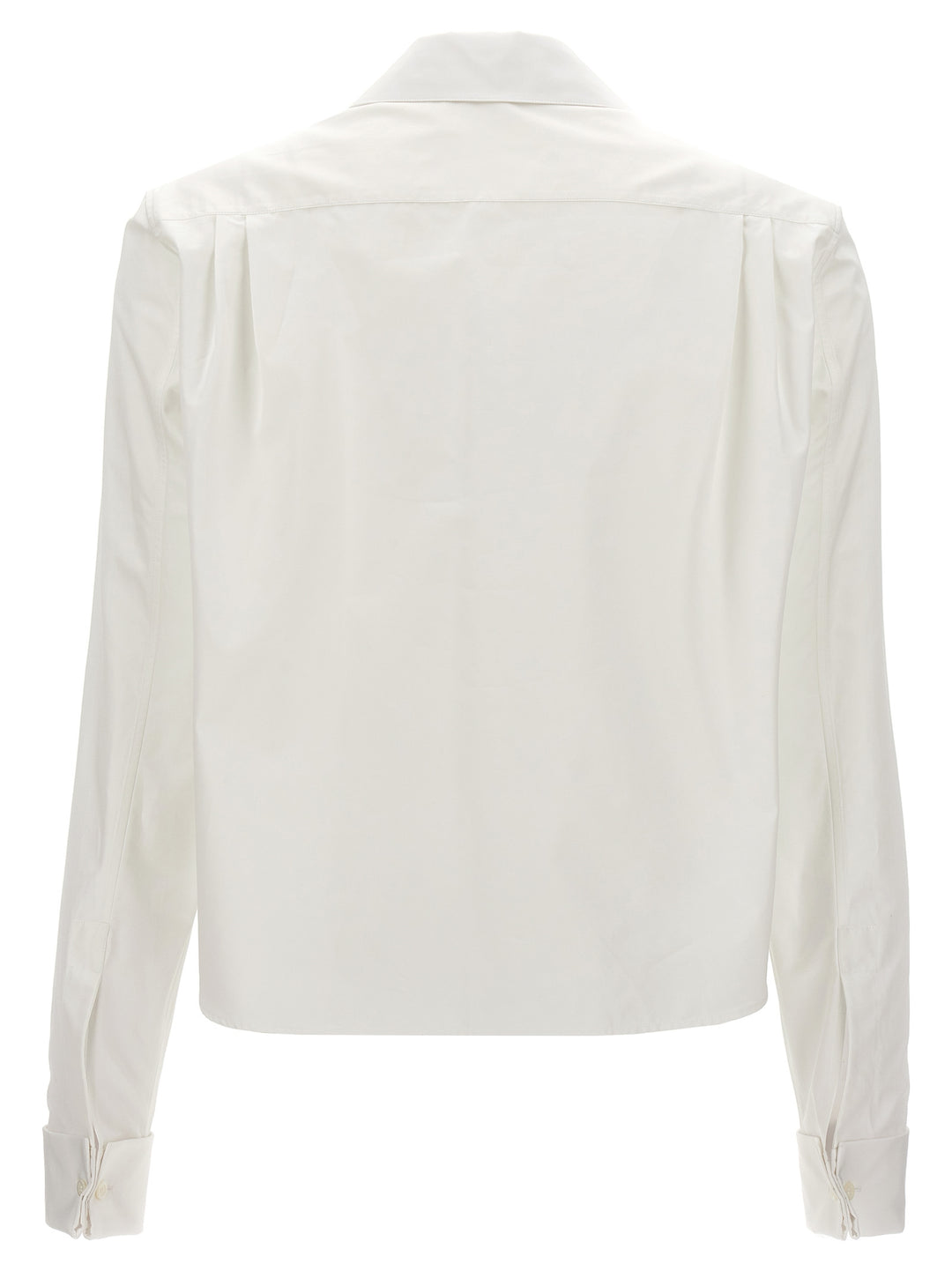 Pleated Plastron Shirt Shirt, Blouse White