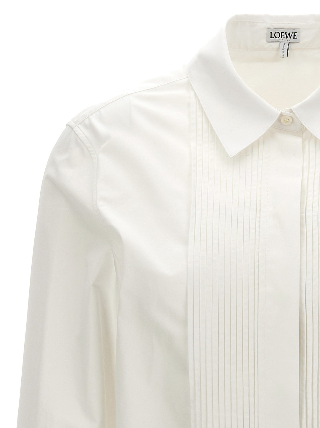 Pleated Plastron Shirt Shirt, Blouse White