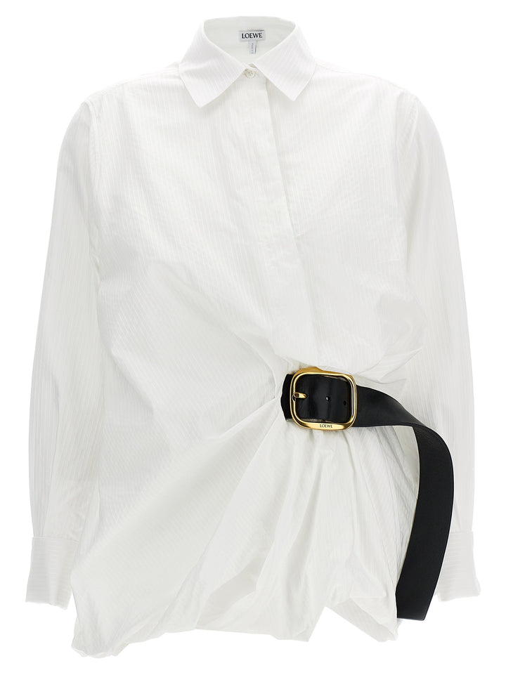 Jacquard Belt Shirt Shirt, Blouse White