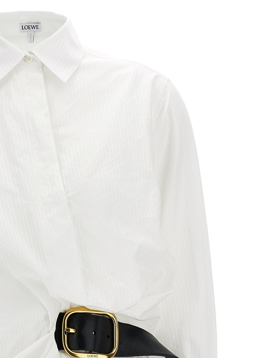 Jacquard Belt Shirt Shirt, Blouse White