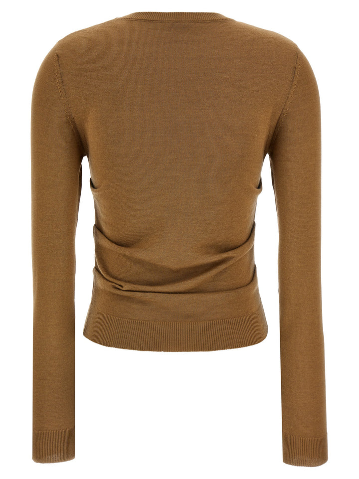 Draped Sweater With Logo Embroidery Sweater, Cardigans Brown