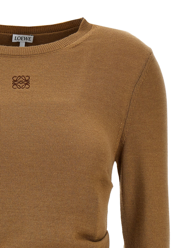 Draped Sweater With Logo Embroidery Sweater, Cardigans Brown