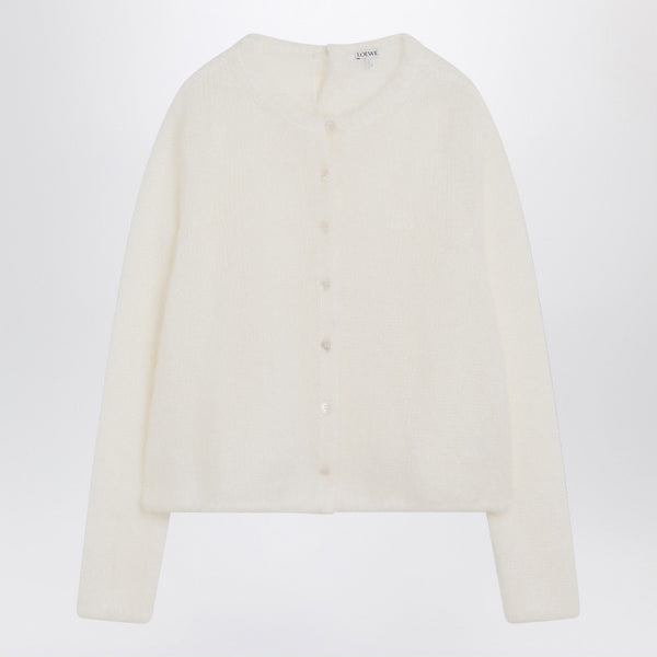 White Mohair-Blend Cardigan