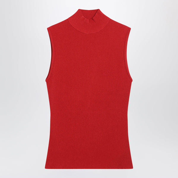 Red Viscose Blend Sleeveless Top