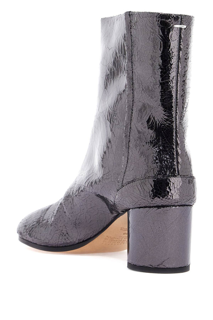 Cracked Leather Tabi Ankle Boots