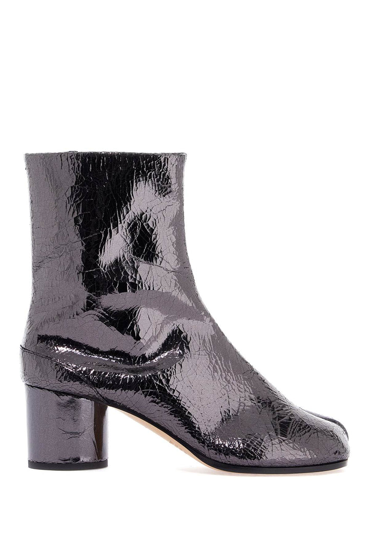 Cracked Leather Tabi Ankle Boots