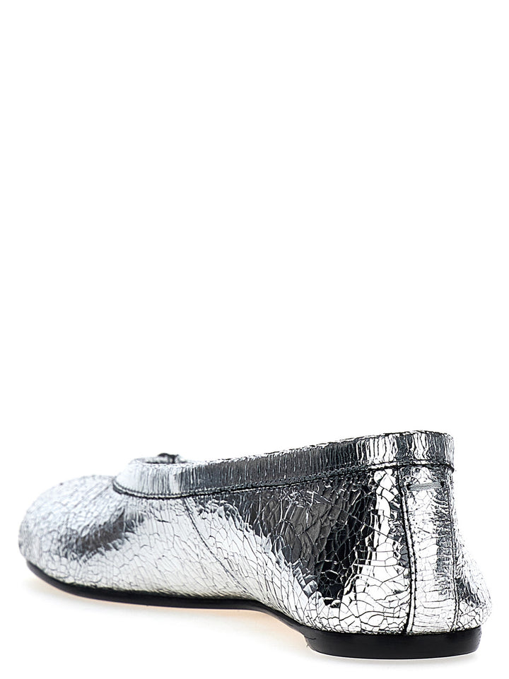 Tabi Broken Mirror Flat Shoes Silver