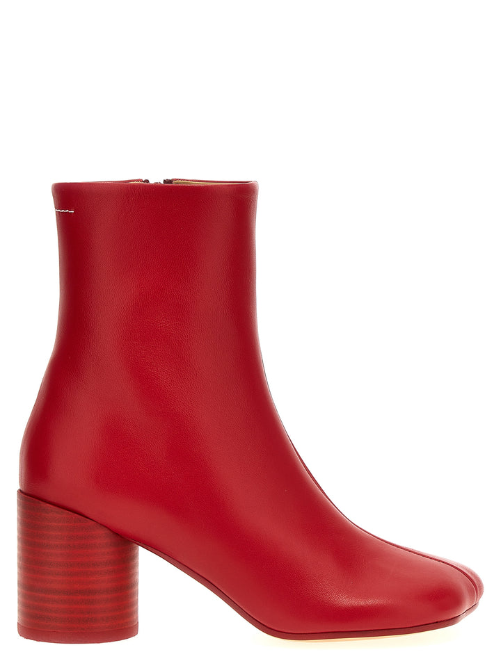 Stitch-Out Leather Ankle Boots Boots, Ankle Boots Red