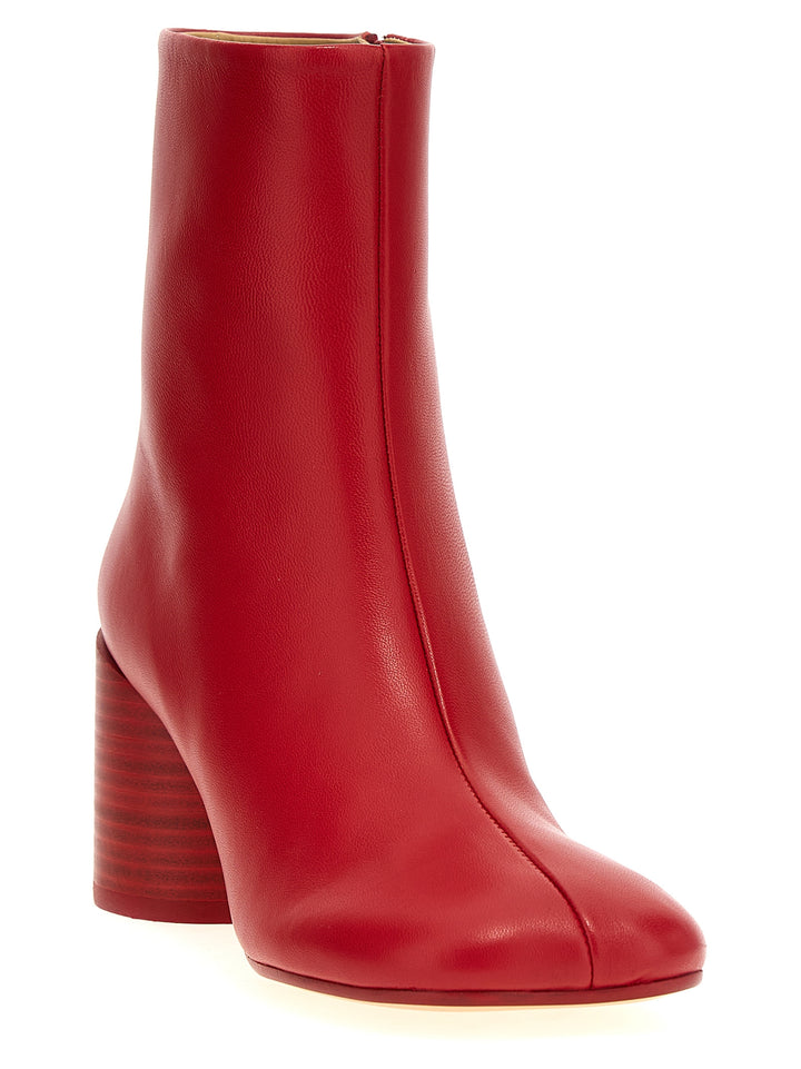 Stitch-Out Leather Ankle Boots Boots, Ankle Boots Red