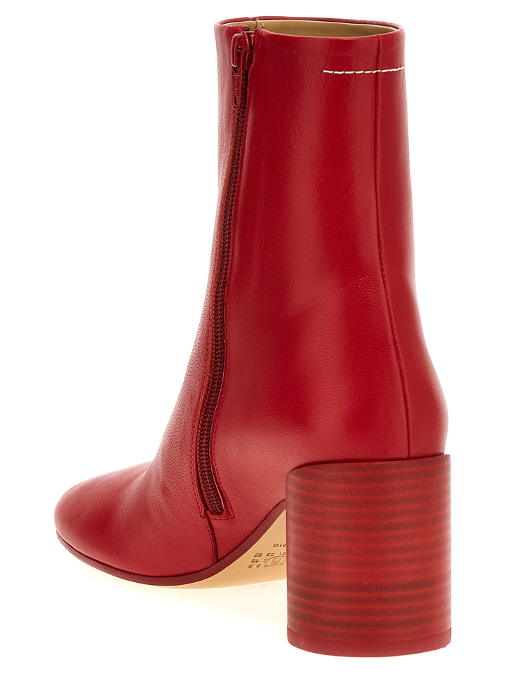 Stitch-Out Leather Ankle Boots Boots, Ankle Boots Red