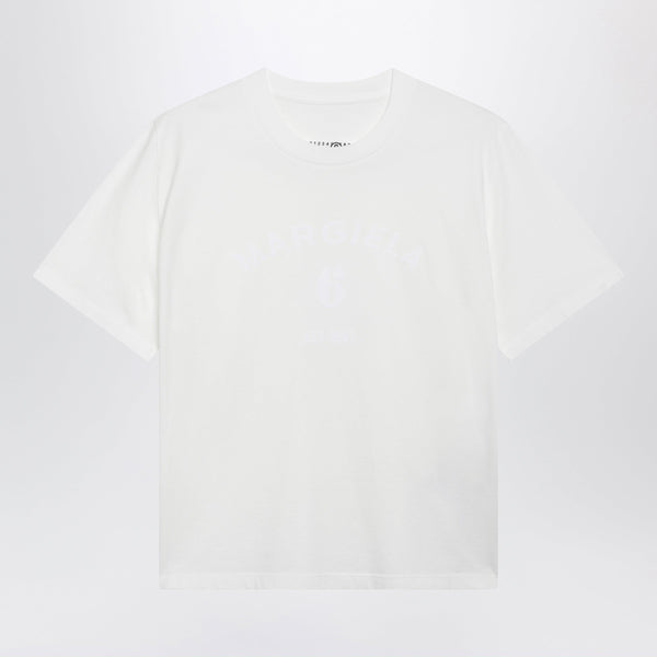 White Cotton T-Shirt With Logo Print