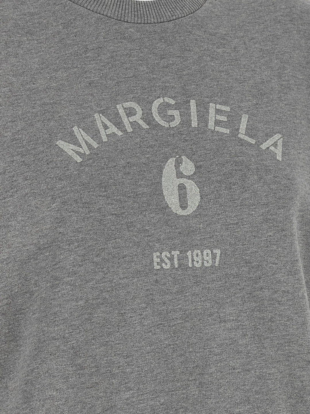 Mm6 Maison Margiela Logo Print Sweatshirt - Gray | d268dc869fb43a036c72eb292ee968bf74dbec97