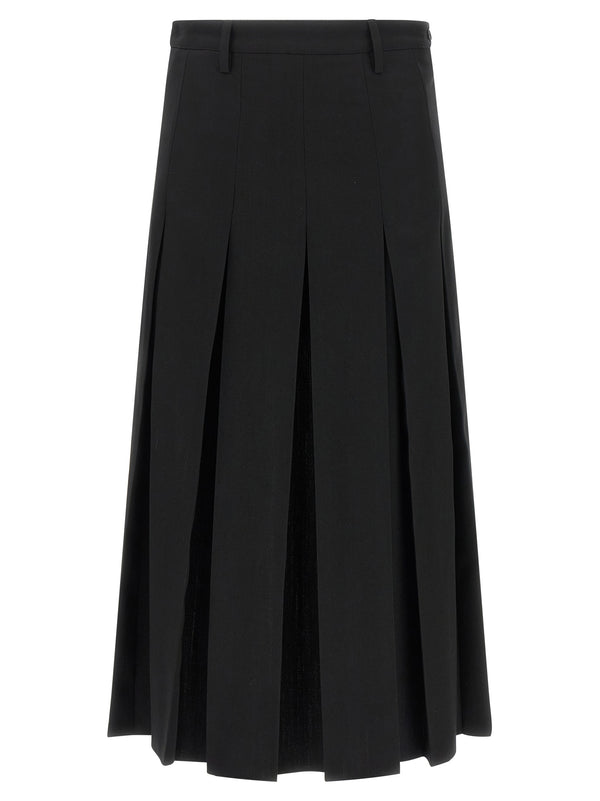 Overlapping Pleated Skirt Black