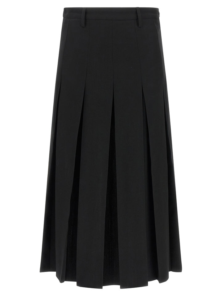 Mm6 Maison Margiela Overlapping Pleated Skirt Skirts - Black | f3e701987501dad4eb333291e710244c080fff6a