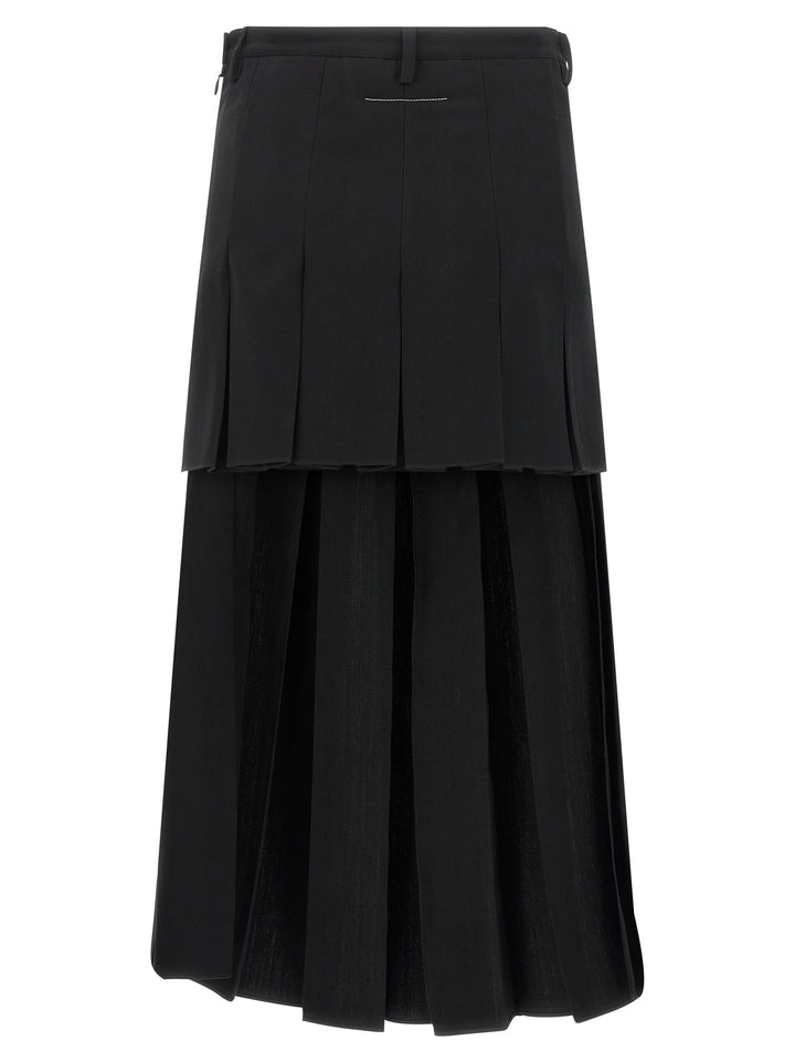 Mm6 Maison Margiela Overlapping Pleated Skirt Skirts - Black | 98e3516ea450c78df1981bd2abca8f2990574bd4