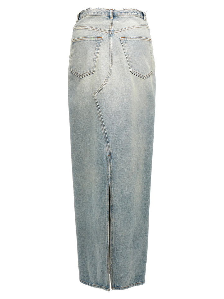 Long Skirt Slits Skirts Light Blue