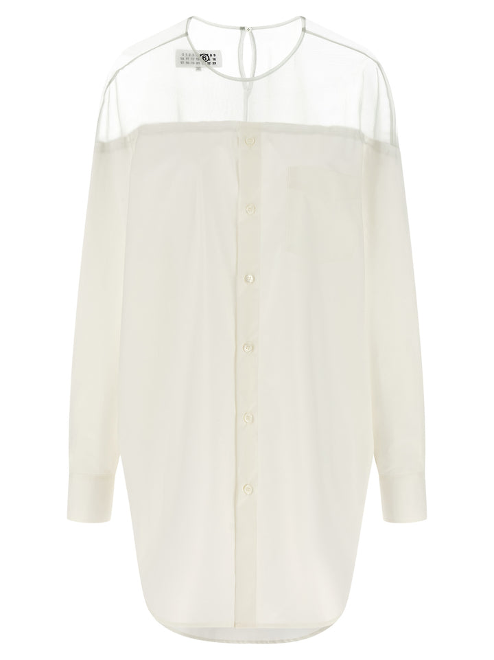 Mm6 Maison Margiela Tulle Insert Shirt Shirt and Blouse - White | fbe6cc27eb8a1a20e32d4a7646e1dd57c6cf27fc