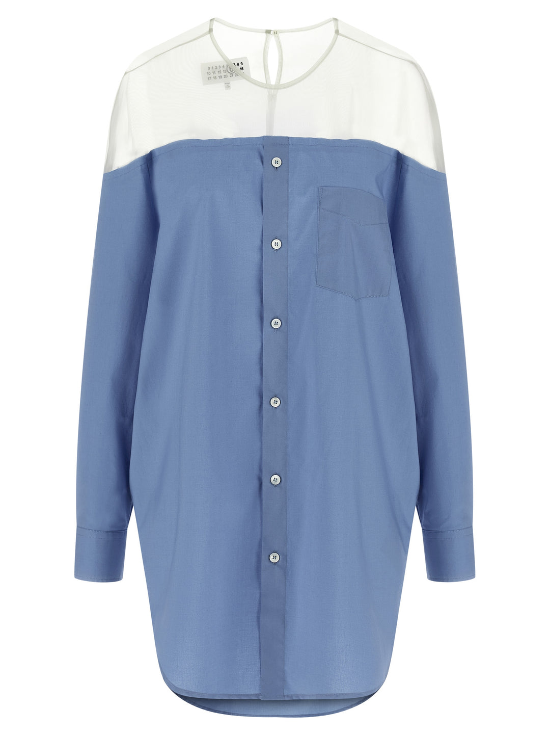 Mm6 Maison Margiela Tulle Insert Shirt Shirt and Blouse - Light Blue | 876f6667245f2ec712f93b418717f0e09ef15707