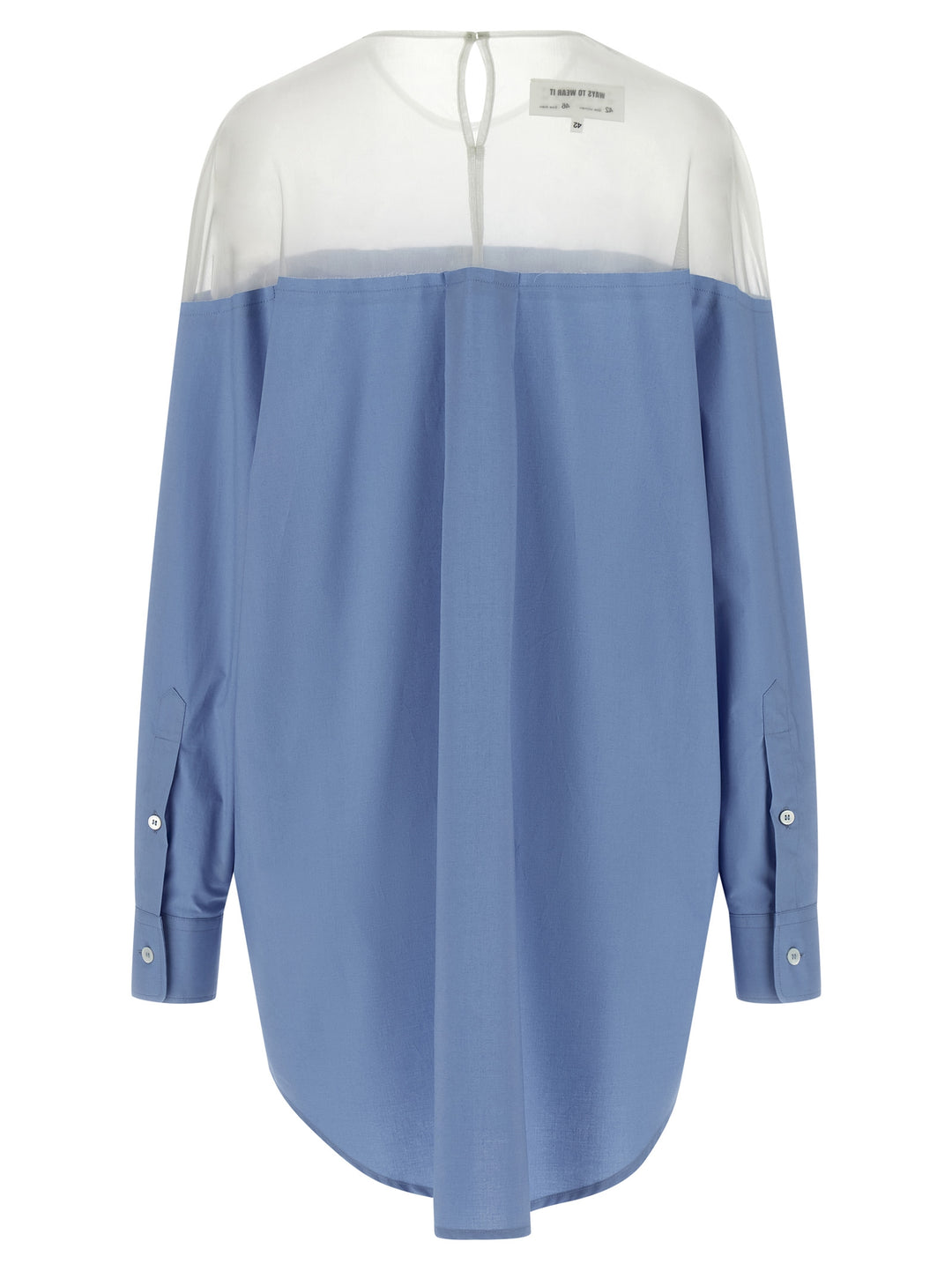 Mm6 Maison Margiela Tulle Insert Shirt Shirt and Blouse - Light Blue | b649f34680c9907f1434ca9a20c357f337a8d410