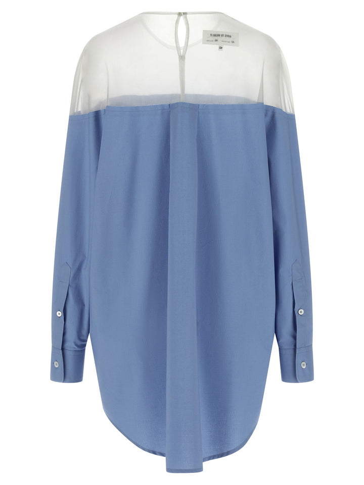 Mm6 Maison Margiela Tulle Insert Shirt Shirt and Blouse - Light Blue | b649f34680c9907f1434ca9a20c357f337a8d410