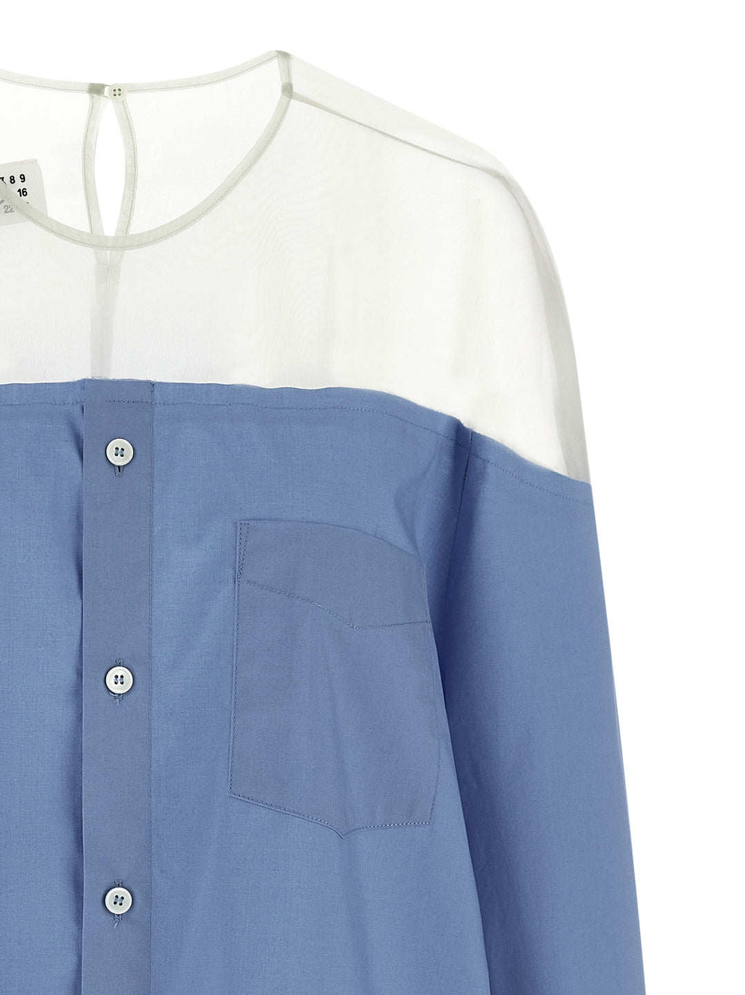 Mm6 Maison Margiela Tulle Insert Shirt Shirt and Blouse - Light Blue | 04f0712c737919b6f7eacc3e96554353347724d4