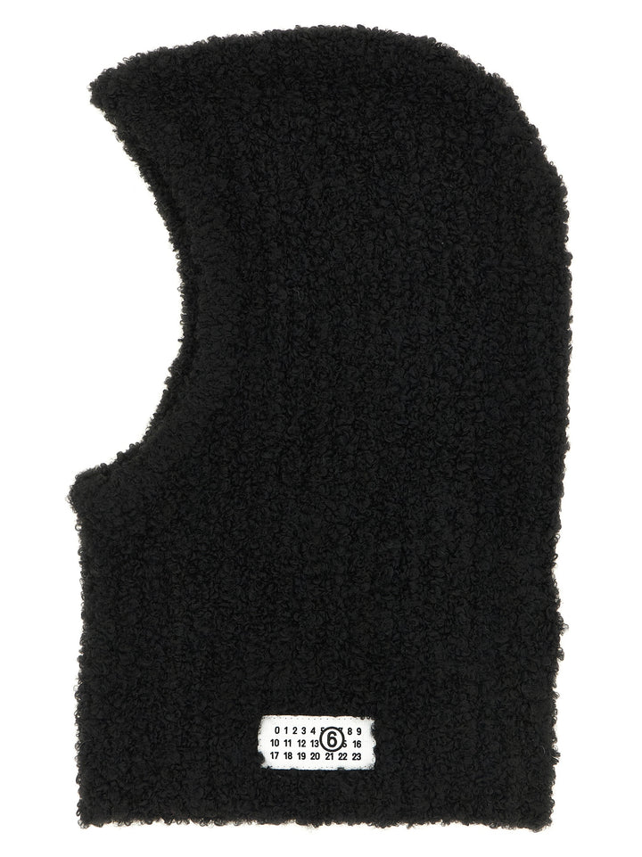 Mm6 Maison Margiela Bouclé Balaclava With Logo Hats - Black | 1678ae9a5acc71997b10f1955570d10b5981bd4b