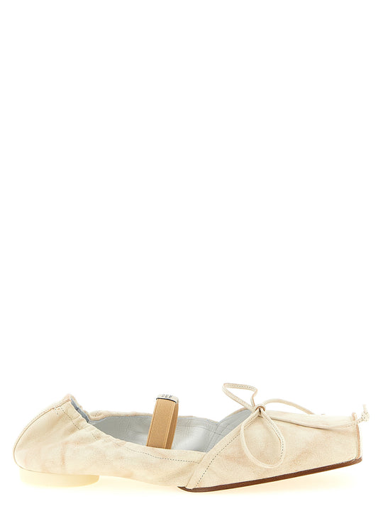 Square Toe Ballet Flats Flat Shoes Beige