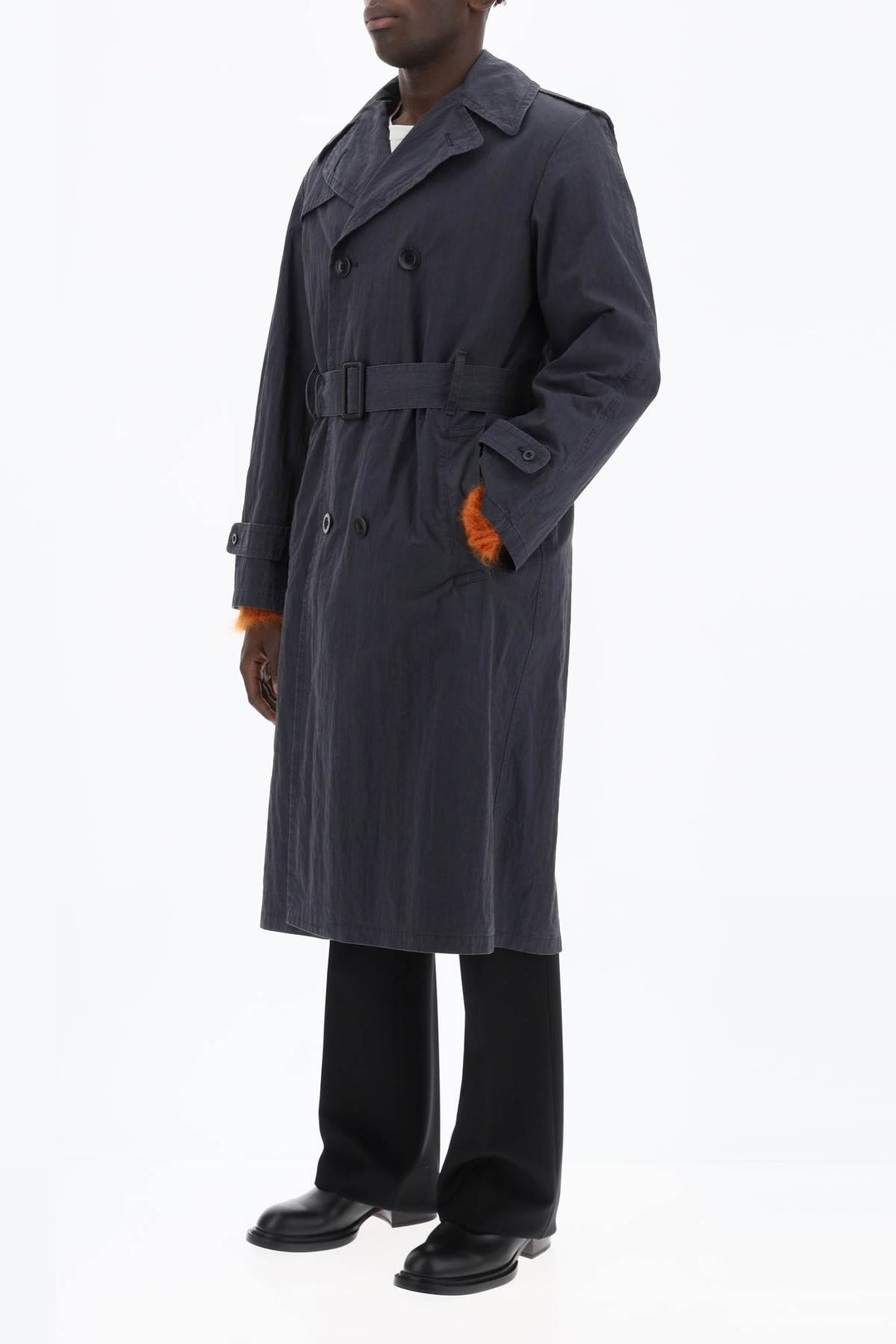 Double Breasted Trench Coat In Cotton