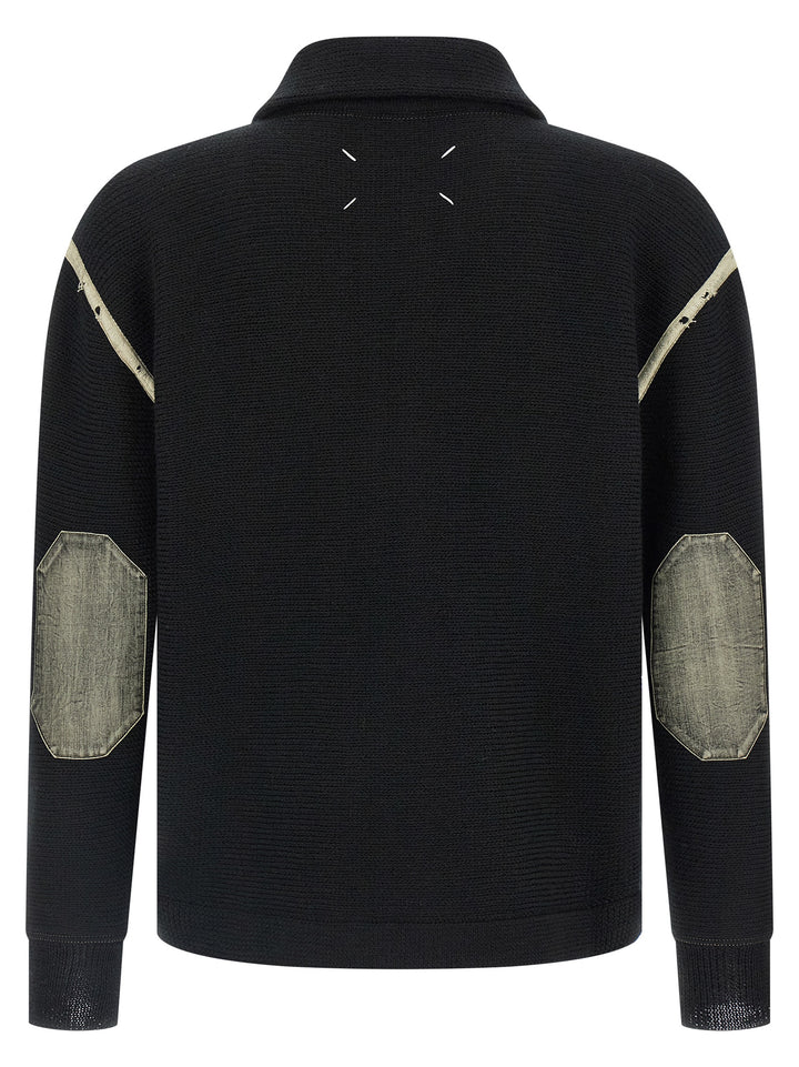 Maison Margiela Elbow Patch Sweater Sweaters and Cardigans - Black | 9bf11fca22380f1aeebfb08f572eacc0a1dea235