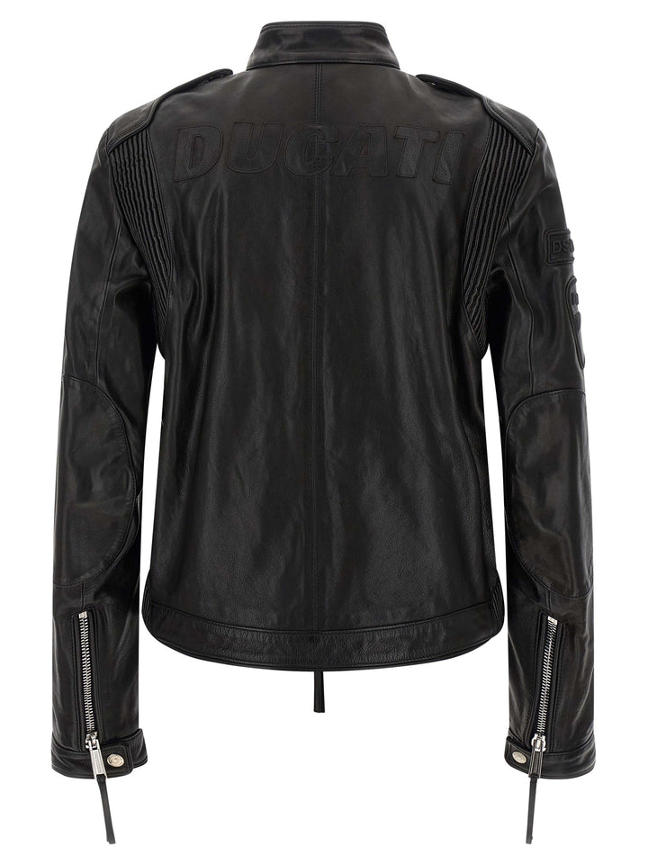 Dsquared2 Dsquared2 X Ducati Capsule Leather Jacket Puffer Jackets - Black | 5828ba3b8cdcb6772301d43b1e4540b7a4bf804e