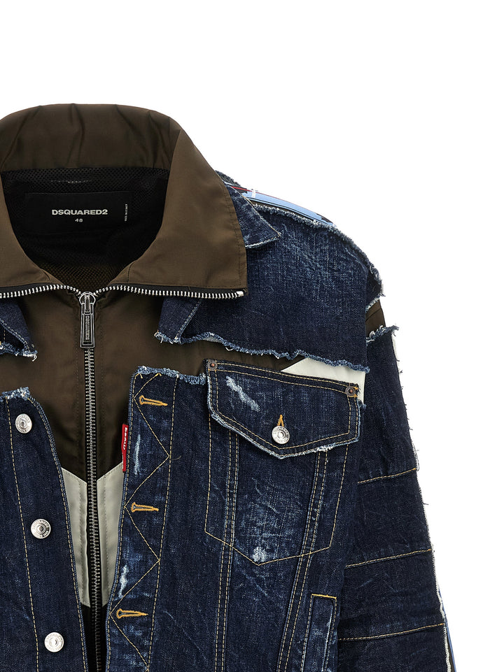 Dsquared2 Multilayer Denim Jacket Puffer Jackets - Blue | 5f9f583f6d42b3a6b776b09126de02585d3d18ab