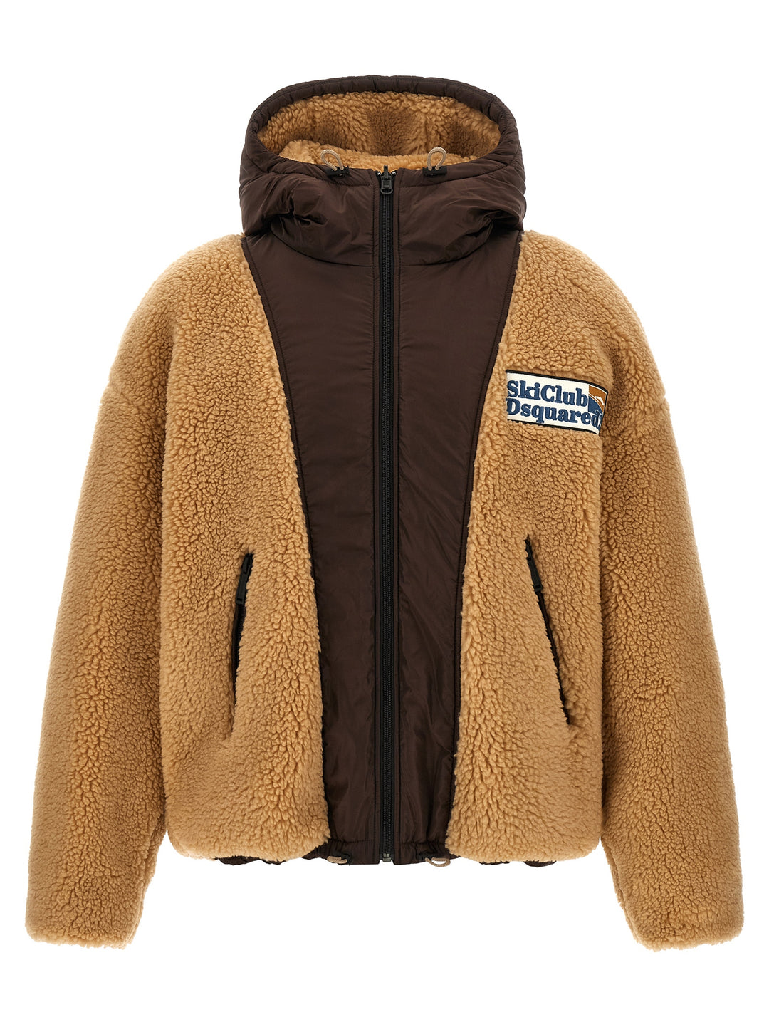 Dsquared2 Teddy Reversible Jacket With Logo Patch Puffer Jackets - Brown | 6c10ae21f6fa130a79bb8fa37d516c96b259ba71