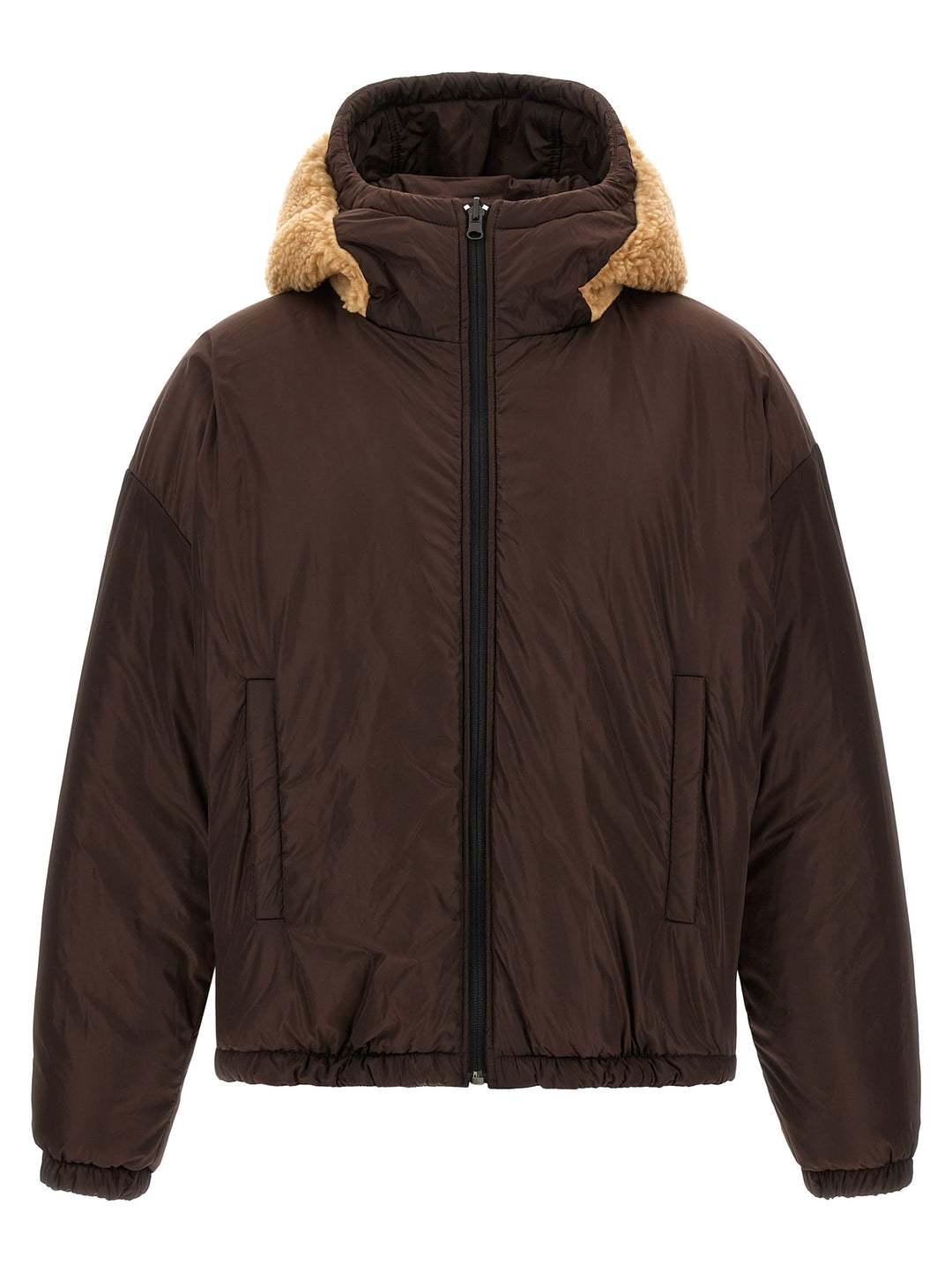 Dsquared2 Teddy Reversible Jacket With Logo Patch Puffer Jackets - Brown | bc085f2ca373ab3b3670ead541caa5702d3388ba