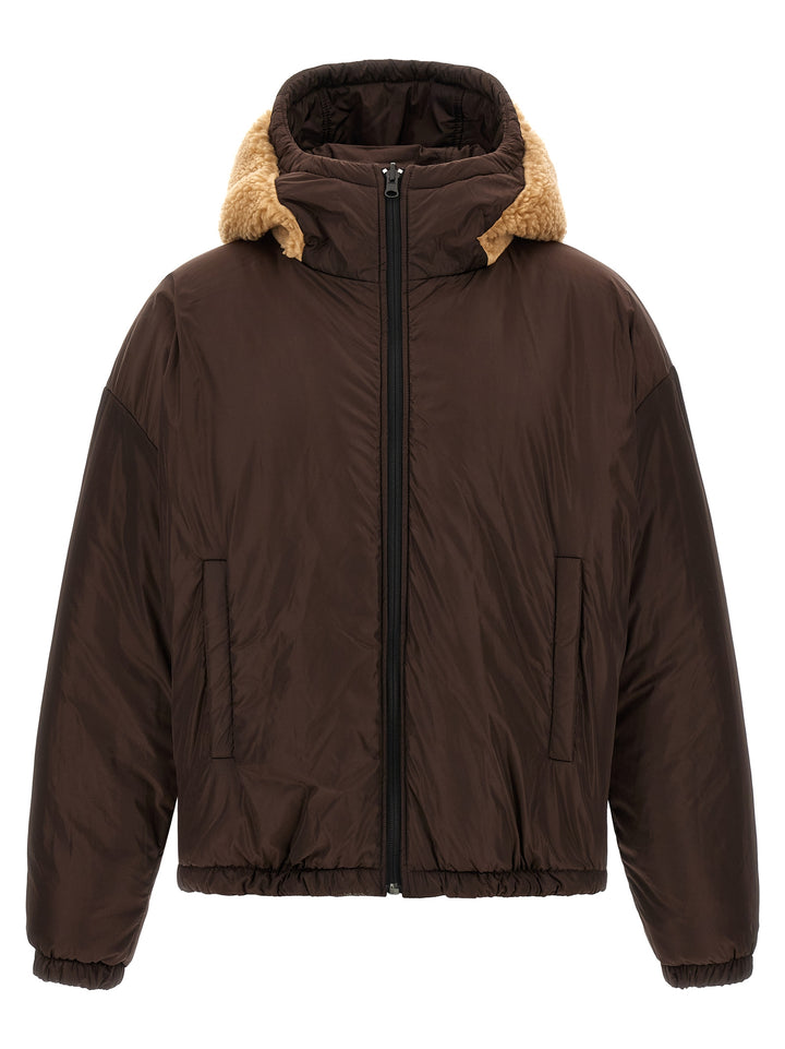 Dsquared2 Teddy Reversible Jacket With Logo Patch Puffer Jackets - Brown | bc085f2ca373ab3b3670ead541caa5702d3388ba