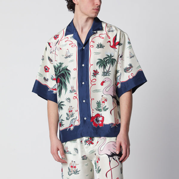 Aloha Souvenir Silk Bowling Shirt In Multicolor