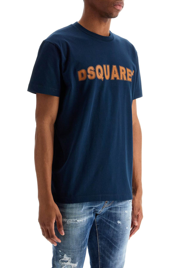 T Shirt In Cotone Blu Navy Con Scollo Ampio