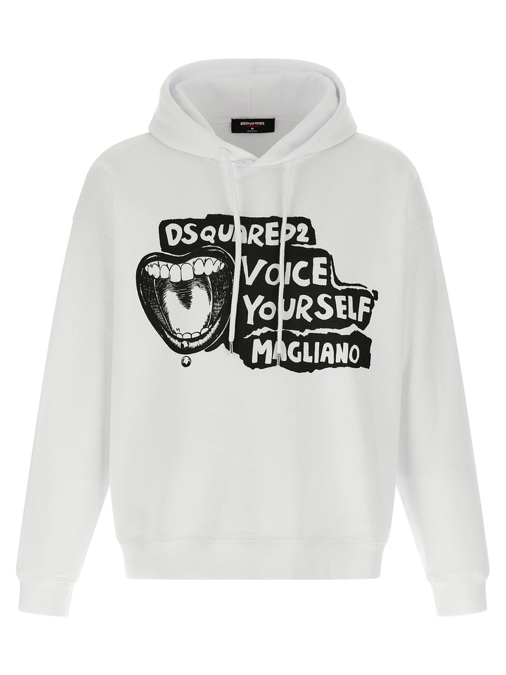Dsquared2 Magliano X Dsquared2 Capsule Hoodie Sweatshirt - White/Black | f75d74eaca36609757851ede2615edf68e1783e0