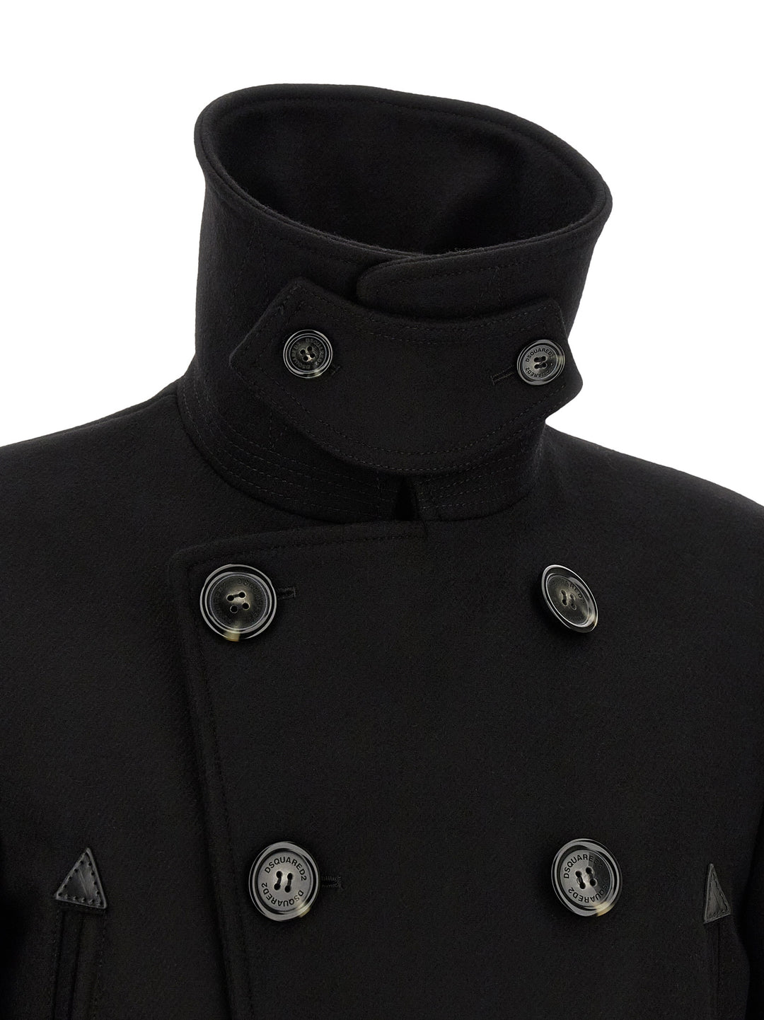 Dsquared2 Double-Breasted Coat Coats and Trench Coats - Black | 3ea94d41db80aab1e33c3189df32a3556e0eecc2