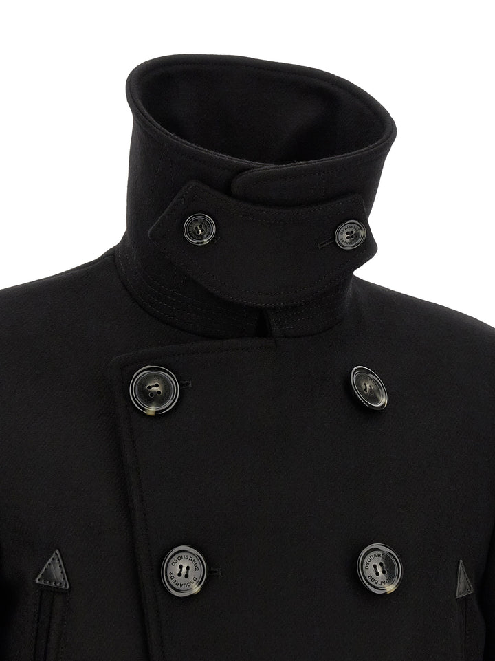 Dsquared2 Double-Breasted Coat Coats and Trench Coats - Black | 3ea94d41db80aab1e33c3189df32a3556e0eecc2
