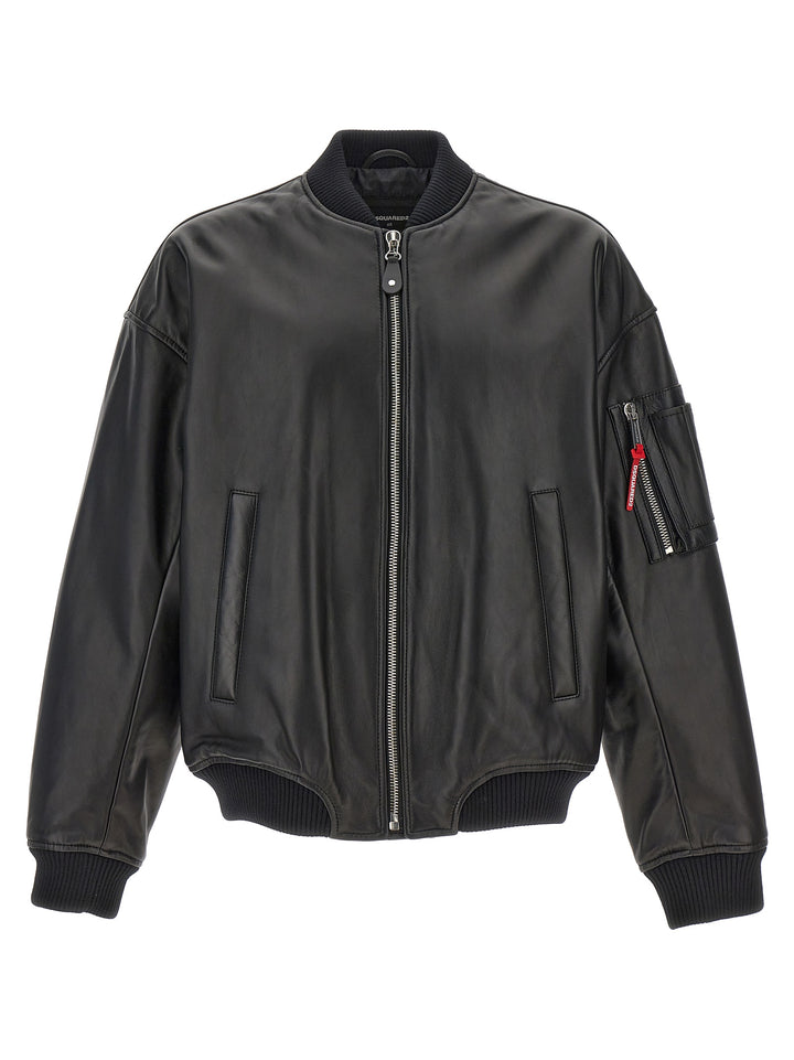 Leather Bomber Jacket Casual Jackets, Parka Black