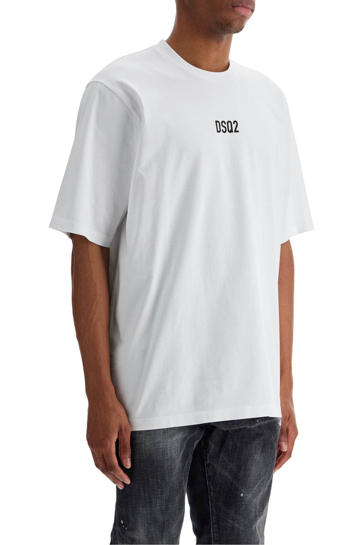 White Cotton T Shirt With Dsq2 Logo