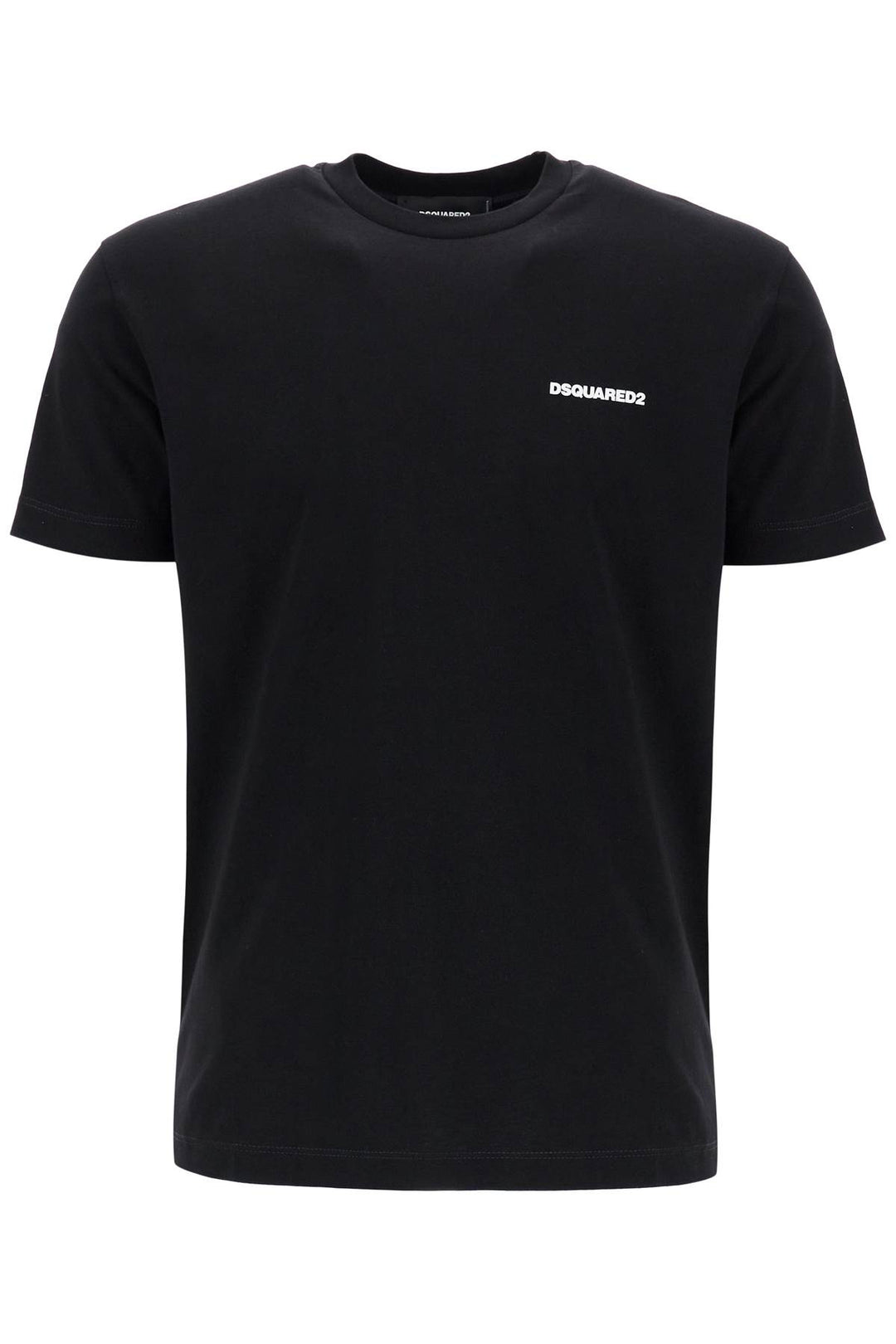 Black Cotton T Shirt With Embroidered Logo