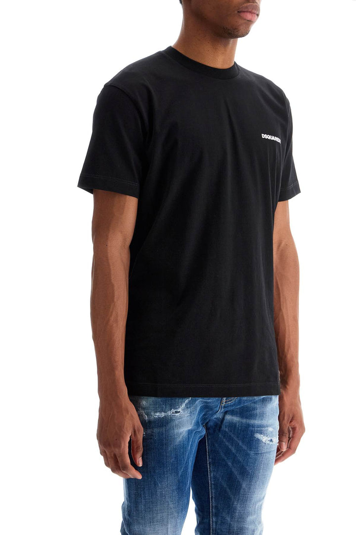 Black Cotton T Shirt With Embroidered Logo