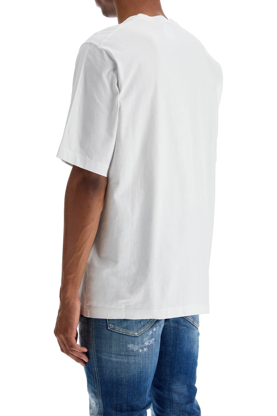 Men's White Cotton T Shirt With Logo