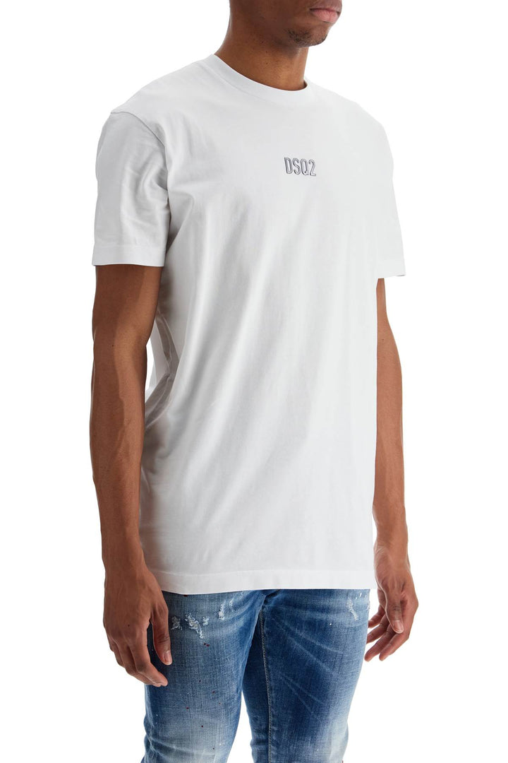 White Cotton T Shirt With Embroidered Logo