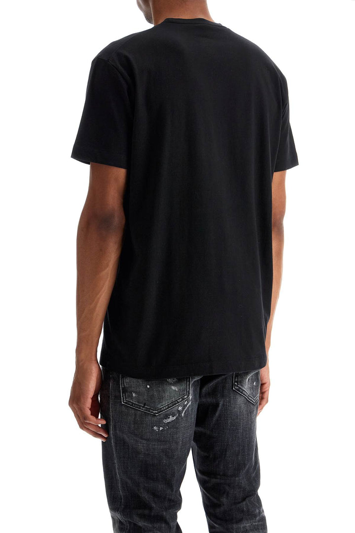 Black Cotton T Shirt With Embroidered Logo