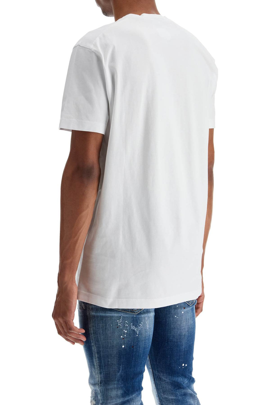 White Cotton T Shirt With Embroidered Logo